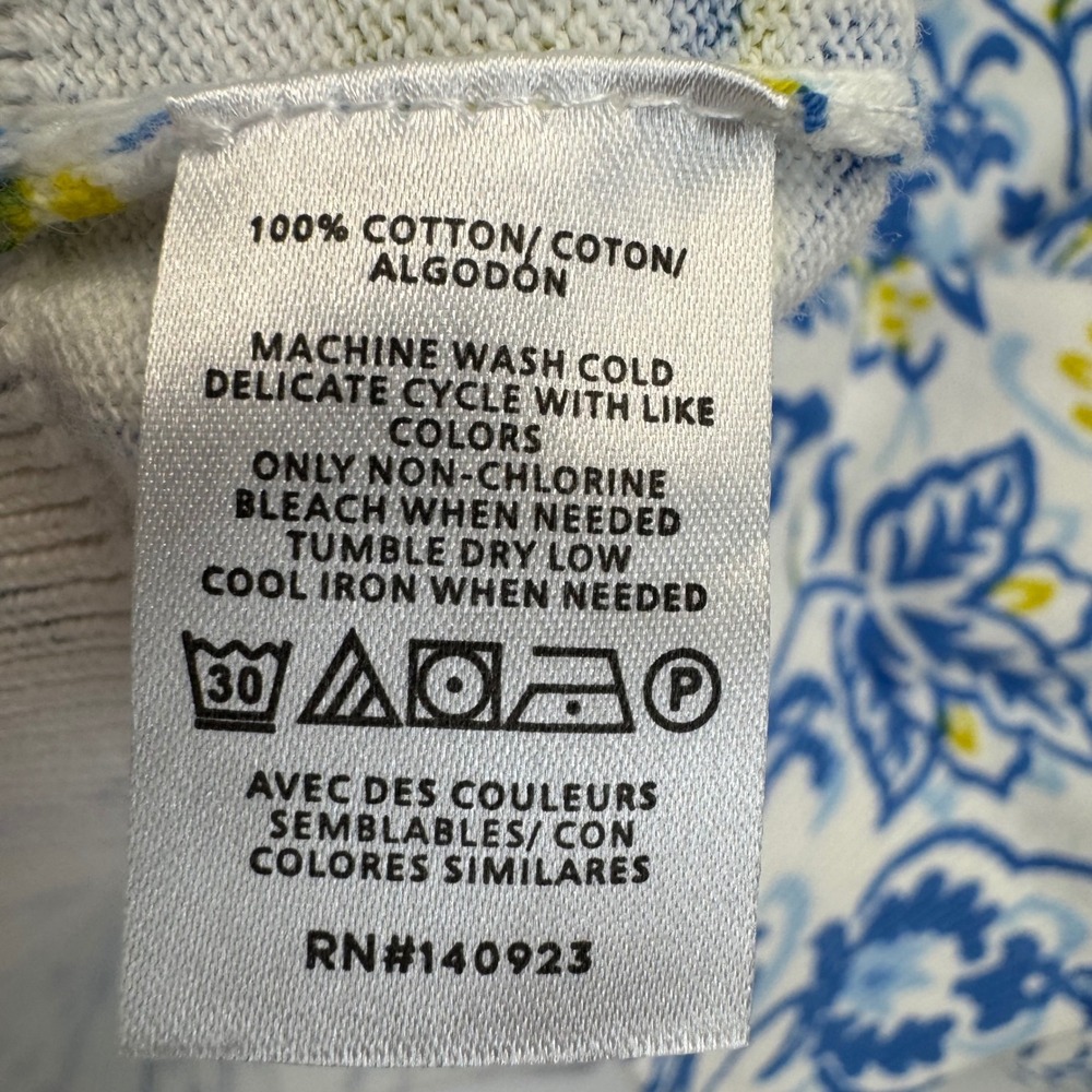 Ann Taylor Floral Cotton Button Front Cardigan Blue White Yellow Size S NWT - Picture 10 of 12